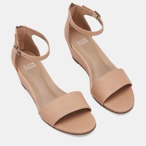 NWOT Eileen Fisher Nude Wedge Sandals